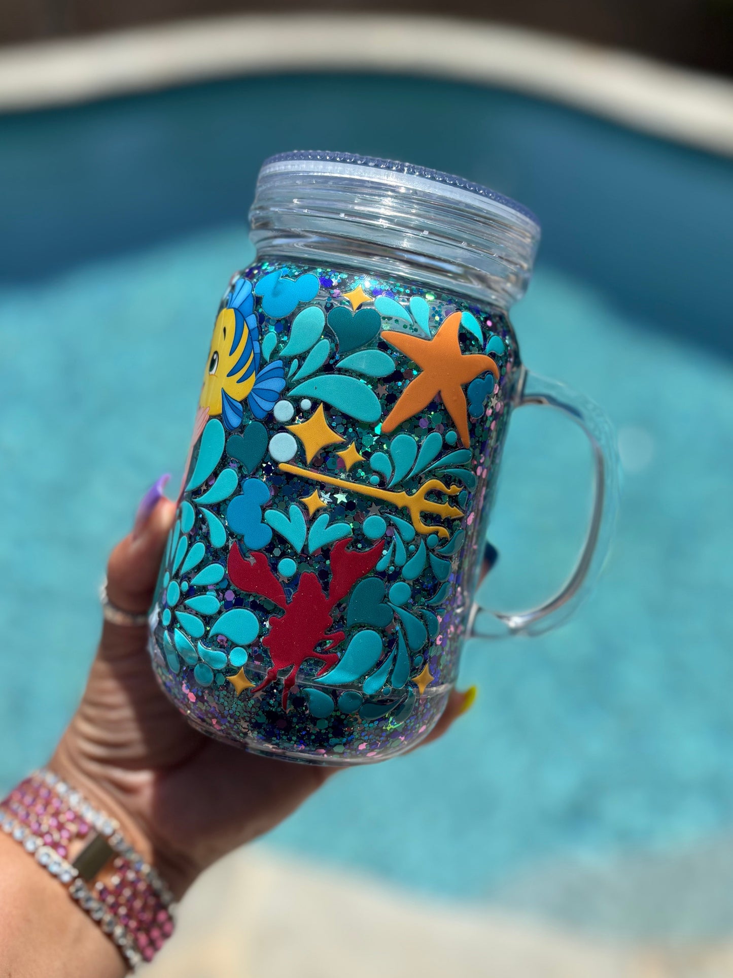 Little Mermaid - 20 oz Acrylic Mason Jar