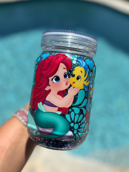 Little Mermaid - 20 oz Acrylic Mason Jar